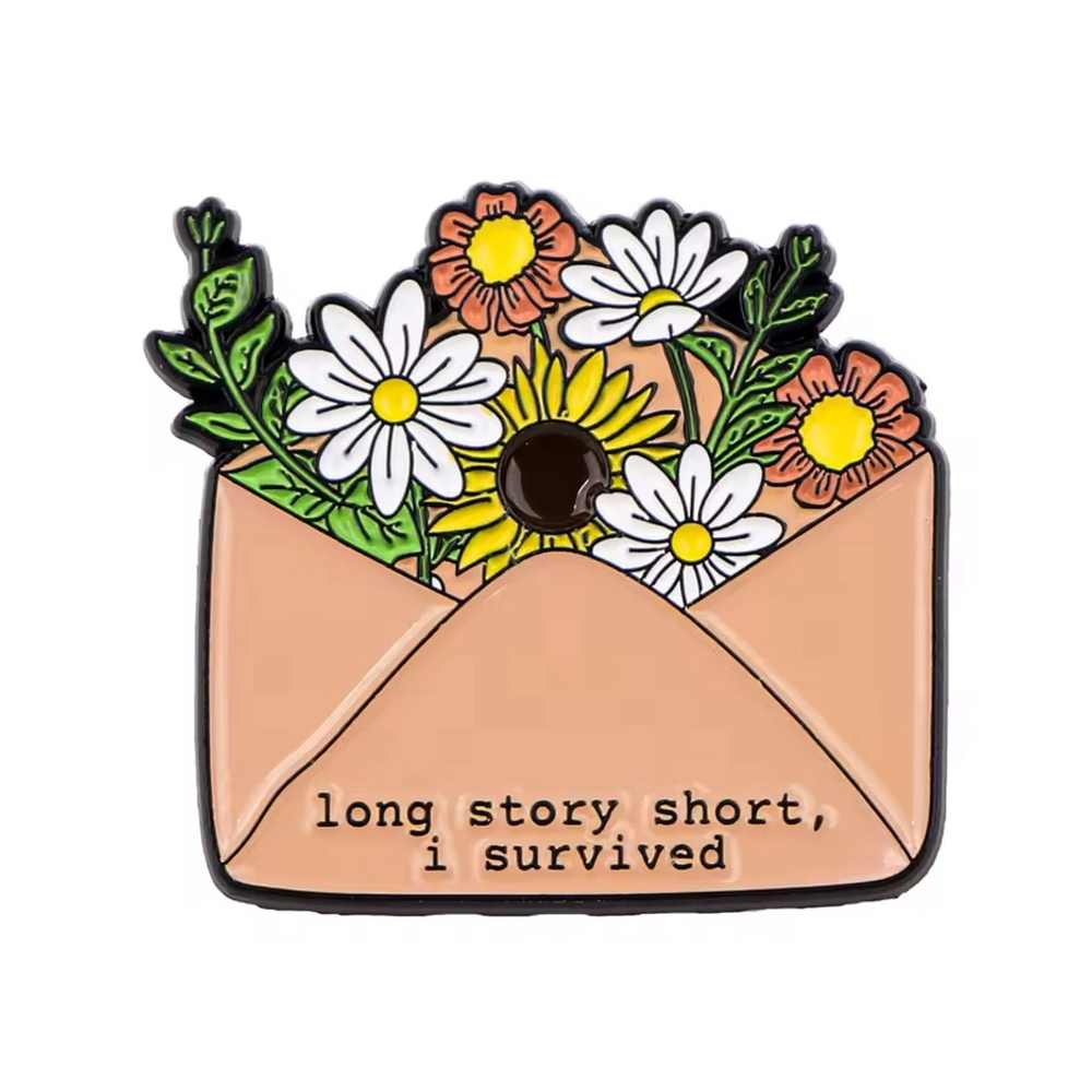 Taylor Swift Lyric Enamel Pin – Long Story Short I Survived Floral Brooch